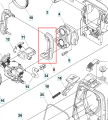 Rama wykaszarki 345 FR Husqvarna w kolorze czarnym, wykonana z metalu, z charakterystycznym kształtem. Widoczna z boku, z wyraźnym detalem mocowania. Tło białe, produkt jednoelementowy, z oznaczeniem montażowym.