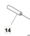 Przewód paliwa wykaszarki 345 FR Husqvarna w formie cylinderka, widoczny z boku. Wykonany z materiału sztucznego, o gładkiej, matowej powierzchni. Element w nowym stanie, umieszczony na prostym tle, oznaczony numerem 14 dla identyfikacji.