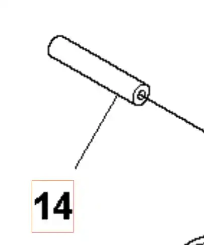 Przewód paliwa wykaszarki 345 FR Husqvarna w formie cylinderka, widoczny z boku. Wykonany z materiału sztucznego, o gładkiej, matowej powierzchni. Element w nowym stanie, umieszczony na prostym tle, oznaczony numerem 14 dla identyfikacji.
