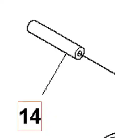 Przewód paliwa wykaszarki 345 FR Husqvarna w formie cylinderka, widoczny z boku. Wykonany z materiału sztucznego, o gładkiej, matowej powierzchni. Element w nowym stanie, umieszczony na prostym tle, oznaczony numerem 14 dla identyfikacji.