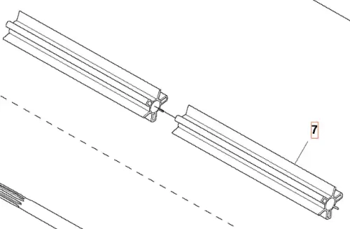 Łożysko wału wykaszarki 345 FR Husqvarna w układzie poziomym, z dwiema równoległymi bieżniami. Elementy wykonane z metalu, pokazane w szczegółowym rysunku technicznym z numerowanym oznaczeniem. Tło białe, podkreślające kształty i detale.