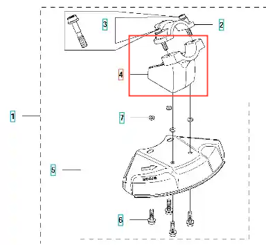 Zbliżenie adaptera wykaszarki 336RK Husqvarna, prostokątny szary element z tworzywa z wycięciem, mocowaniami i detalami technicznymi, na jednolitym tle.