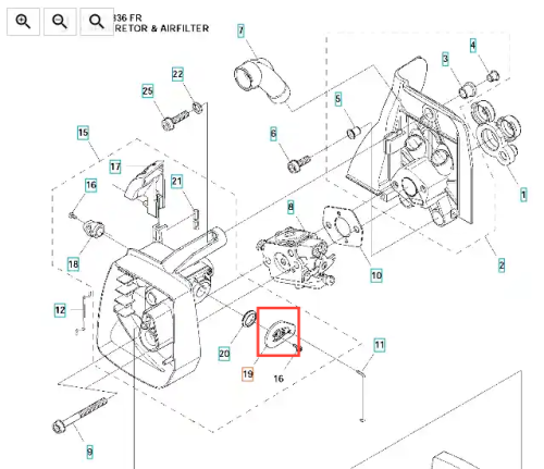 Dźwignia wykaszarki Husqvarna 336RK, metalowa, w kolorze szarym. Widok z boku na zamocowaną dźwignię z wyraźnym mechanizmem. Tło neutralne, brak dodatkowych elementów. Produkt w stanie nowym, bez uszkodzeń i z czytelnymi detalami.