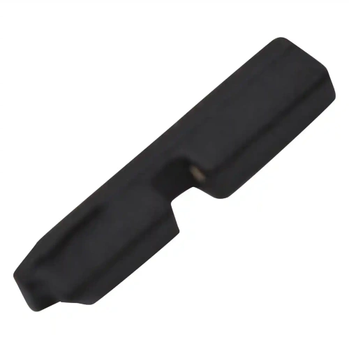 Czarna prowadnica do wykaszarki 336RK Husqvarna, prostokątna, z wycięciem na dolnej krawędzi. Produkt widoczny z przodu, na jednolitym tle. Materiał plastikowy, tekstura matowa. Odpowiednia do użycia w narzędziach ogrodniczych.