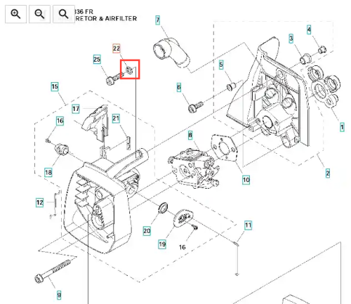 Podkładka wykaszarki 336RK Husqvarna, trwała, okrągła, z centralnym otworem i gumową uszczelką, na jednolitym tle ukazującym detale konstrukcji.