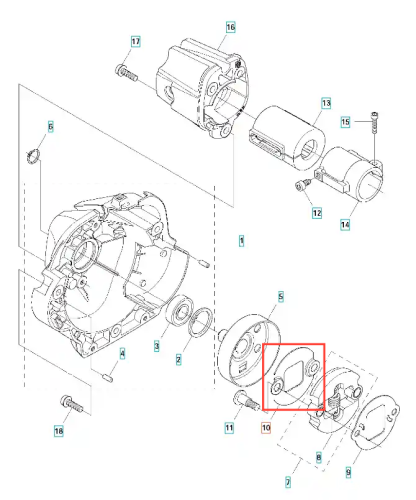 Podkładka sprzęgła wykaszarki 336RK Husqvarna, w kolorze czarnym, wykonana z wytrzymałego materiału. Ujęcie przedstawia produkt z boku, poziomo leżący. Widoczne są otwory montażowe, a także detale krawędzi. Tło proste, białe.