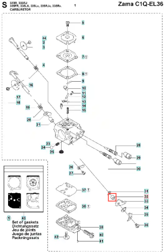 Kołnierz gaźnika wykaszarki 335 RX Husqvarna, czarny, plastikowy element w kształcie okręgu. Ujęcie frontalne, produkt leżący na białym tle, z widocznymi otworami mocującymi i logo Husqvarna. Detal umożliwiający montaż gaźnika do silnika.
