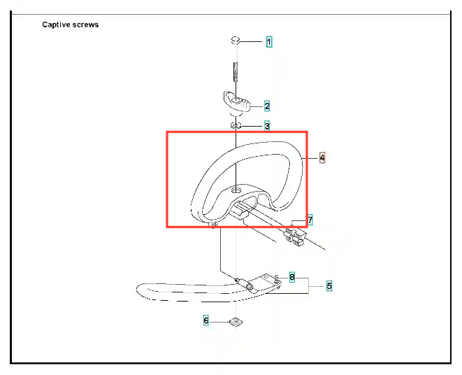 Uchwyt pętlowy do wykaszarki 335 RX Husqvarna, w kolorze czarnym, z ergonomicznym, zaokrąglonym kształtem. Widoczny z przodu, zamontowany na ramie wykaszarki. Wbudowane mocowania do łatwego montażu, detale wykończenia są gładkie.