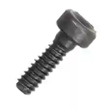 Śruba rozrusznika do wykaszarki 335 RX Husqvarna, czarna, wykonana z metalu, z gwintem o regularnym profilu. Ujęcie z boku, ukazujące głowicę i gwint. Produkt leży na jasnym tle, co podkreśla jego kształt i detale.