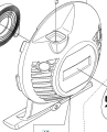 Obudowa rozrusznika do wykaszarki Husqvarna 335 RX, umieszczona w pozycji leżącej z widokiem frontalnym. Część ma okrągły kształt, z widocznymi otworami oraz grillowaną teksturą. Zawiera nieczytelny napis na froncie. Tło proste, białe.
