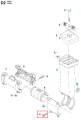 Śruba wykaszarki 335 RX Husqvarna, metalowa, o wymiarach PW5.5x19 mm, z widocznymi gwintami. Ujęcie z boku, w zbliżeniu na detal. Tło neutralne, ułatwiające rozróżnienie elementów. Idealna do montażu w urządzeniach ogrodniczych.