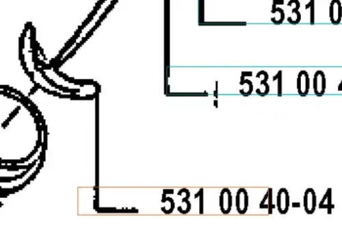 Widok na schemat uchwytu zbiornika paliwa wykaszarki 120 R Husqvarna z widocznymi numerami części oraz oznaczeniami. Rysunek przedstawia szczegóły konstrukcyjne, w tym linie, kształty i mocowania. Kolory czarno-białe, co poprawia czytelność.