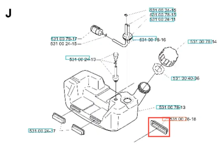 Tuleja wykaszarki 142 R Husqvarna w kolorze czarnym, prostokątna, z widocznymi otworami na mocowanie. Ujęcie z boku, eksponuje szczegóły konstrukcji. Tło białe, co podkreśla elementy produktu. Bez dodatkowych oznaczeń lub logo.