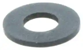 Podkładka wykaszarki Husqvarna w kolorze czarnym, okrągła, z centralnym otworem. Przedmiot leży na jasnym tle, widoczny z boku. Materiał to guma lub tworzywo sztuczne. Idealna do stosowania w narzędziach ogrodniczych.