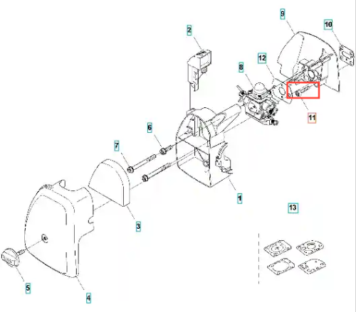 Śruba gaźnika do wykaszarki Husqvarna 122 C, metalowa, o cylindrycznym kształcie. Widoczna z boku w złożonym układzie gaznika. Elementów montażowych używa się do mocowania gaźnika. Na białym tle, co ułatwia identyfikację produktu.