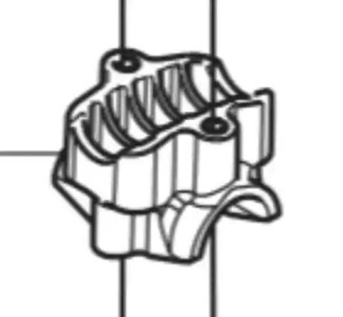 Wspornik wału wykaszarki 122 R Husqvarna, szary metalowy z rowkami i dwoma otworami montażowymi, stojący, idealny do ogrodnictwa.