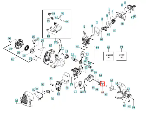 Łożysko wykaszarki 124 R Husqvarna w kolorze czarnym, o okrągłym kształcie z gładką powierzchnią. Widoczne numery identyfikacyjne i szczegóły mocowania. Ujęcie frontalne, produkt leżący na tle białym, prezentujący detale konstrukcyjne.