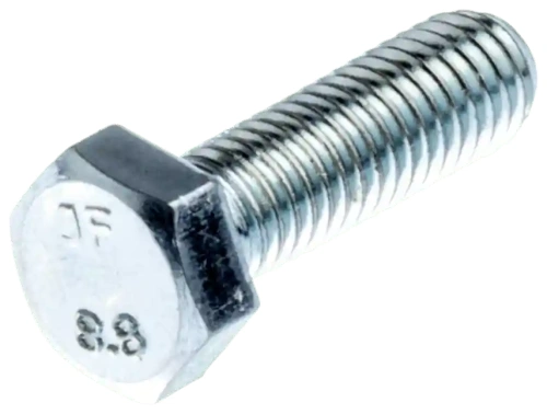Śruba wykaszarki 125 RD Husqvarna, metalowa, o gwintowanej części, sześciokątna główka z widoczną cyfrą 8.8. Widać błyszczące, chromowane wykończenie. Produkt ułożony poziomo, na jednolitym tle.