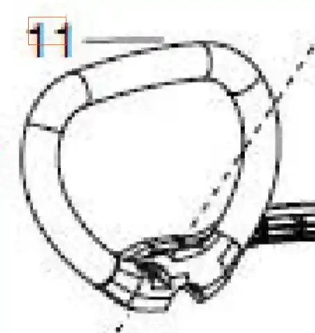 Uchwyt wału wykaszarki 128LX Husqvarna w kształcie owalnym z metalicznym wykończeniem. Zbliżenie na mocowanie z widocznym otworem do montażu. Prosta konstrukcja, praktyczny design. Tło białe, co podkreśla szczegóły produktu.