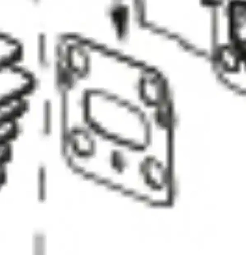 Kwadratowa uszczelka silnika wykaszarki Husqvarna 129R z otworami montażowymi w rogach i centralnym wycięciem, wykonana z gumy odpornej na oleje i wysokie temperatury, na neutralnym tle.