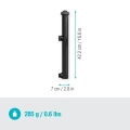 Zraszacz wynurzalny MD40/300 w kolorze czarnym, prostokątny kształt o wymiarach 42,2 cm wysokości i 7 cm szerokości, z mocowaniem po bokach. Widoczna zakręcana pokrywa u góry. Produkt przedstawiony na białym tle. Waga: 285 g.