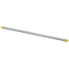 Metaliczna, srebrna rurka do wykaszarki 265 RX Husqvarna z żółtymi końcówkami, na jednolitym tle, cała, prostokątna, przeznaczona do montażu w wykaszarkach.