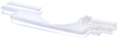 Uszczelnienie wykaszarki 252 RX Husqvarna w przejrzystym tworzywie sztucznym, o prostym kształcie. Widoczny detal w formie otworów montażowych z jednego końca. Produkt leży na jednolitym tle, co podkreśla jego formę i funkcję.