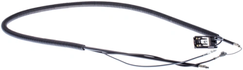 Przewody dmuchawy 155 BT Husqvarna w kolorze czarnym, o elastycznej, teksturowanej powierzchni. Produkt leżący poziomo, z widoczną końcówką mocującą. Na tle białym, bez dodatkowych akcesoriów czy dekoracji.