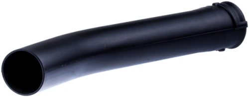 Rura dmuchawy 155 BT Husqvarna w kolorze czarnym, gładka, z zaokrąglonym końcem. Ujęcie z boku, leżąca w poziomie. Produkt o prostym, cylindrycznym kształcie, bez widocznych napisów lub logo. Idealna do zastosowania w odkurzaczach ogrodowych.