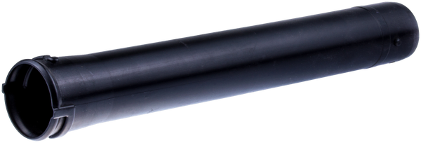 Rura dmuchawy 155 BT Husqvarna w kolorze czarnym, wykonana z tworzywa sztucznego, długa i cylindryczna. Ujęcie z boku, ukazujące gładką powierzchnię i otwory mocujące z jednej strony. Produkt umieszczony na jednolitym tle, doskonale widoczny.