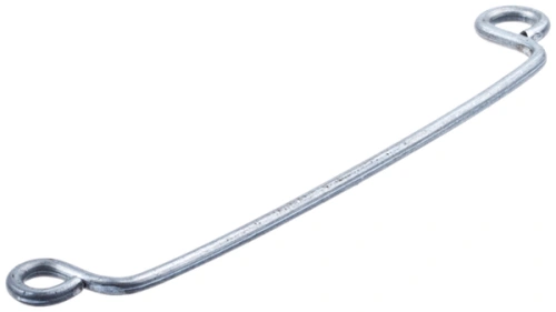 Drut do dmuchawy 125BVX Husqvarna, wykonany ze stali, ma prosty kształt z dwoma oczkami na końcach. Ujęcie z góry, ukazuje jego długość oraz gładką, błyszczącą powierzchnię. Produkt leży płasko, na jednolitym tle.