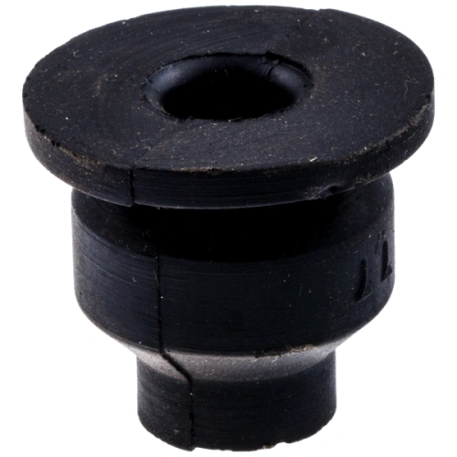 Izolator dmuchawy 132BT Husqvarna w kolorze czarnym, wykonany z gumy. Produkt ma okrągłą podstawę z uniesionymi brzegami i centralnym otworem. Ujęcie frontalne pokazuje szczegóły mocowania. Element ma gładką fakturę.