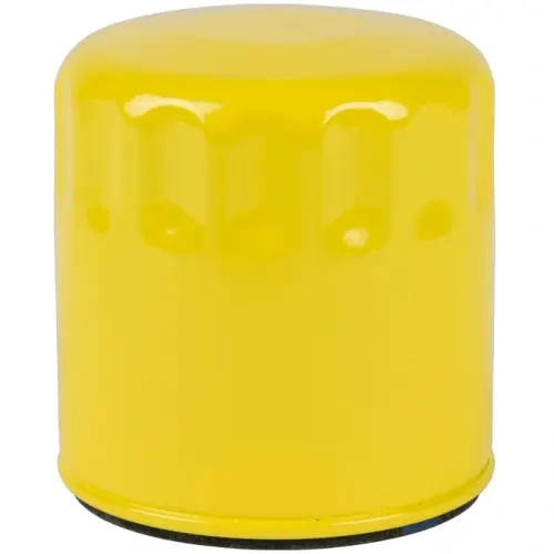 Filtr oleju do traktora CTH 174 Husqvarna w intensywnym żółtym kolorze, cylindryczny kształt z matową powierzchnią. Widoczny czarny spód, bez dodatkowych oznaczeń lub wzorów. Produkt umieszczony na białym tle.