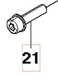 Śruba wykaszarki Husqvarna 253RJ, metalowa, o cylindrycznym kształcie, z gniazdem na klucz. Widoczne oznaczenie 21. Produkt w pozycji pionowej, na białym tle, bez dodatkowych elementów montażowych.