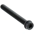 Śruba tłumika pilarki Husqvarna 560XP/XPG Mark II, 562XP/XPG Mark II. Część metalowa w kolorze czarnym, z widocznymi gwintami na całej długości. Ujęcie z boku, produkt leży poziomo, widoczna główka z gniazdem na mocowanie.