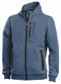 Bluza z kapturem Xplorer Husqvarna w błękitnym kolorze, wykonana z materiału o gładkiej fakturze. Przód z zamkiem błyskawicznym oraz kieszeniami zewnętrznymi, logo Husqvarna widoczne na klatce piersiowej. Produkt w pozycji stojącej, z kapturem.