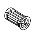 Cylindryczny koszyk łożyska wykaszarki Husqvarna 225 R z teksturowaną powierzchnią i rowkami. Leży poziomo, widoczne otwarte wnętrze i wyraźny brzeg. Metaliczny kolor, bez napisów i logo.