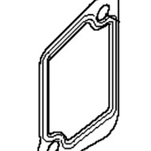 Uszczelka wykaszarki 233 RJ Husqvarna w kolorze czarnym, wykonana z gumowego materiału. Zbliżenie na produkt ukazujące prostokątny kształt z wycięciem oraz otworem montażowym, leżący na jasnym tle. Powierzchnia gładka, idealna do uszczelniania.