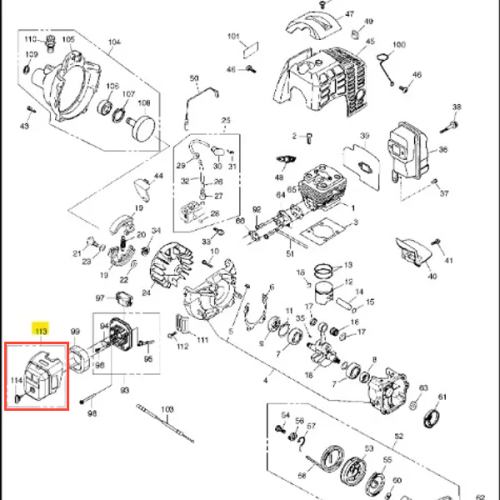Osłona wykaszarki 443RB Husqvarna, ciemna, prostopadłościenna, z detalami mocowania, wykonana z wytrzymałego materiału, na białym tle.