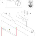 Trzonek wykaszarki 233 RJ Husqvarna w kolorze srebrnym, o cylindrycznym kształcie. Ujęcie z boku, stojący, z widocznymi oznaczeniami i otworami na mocowania. Produkt bez akcesoriów, na białym tle, o długości około 1 metra.