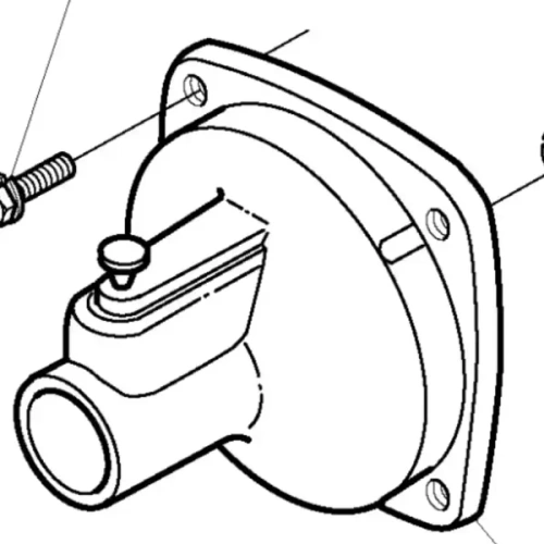 Osłona sprzęgła wykaszarki 152 RB Husqvarna w widoku z boku. Produkt ma okrągły kształt, wykonany z ciemnego materiału z gładką powierzchnią i wyraźnym otworem oraz mocowaniem. Widać też widoczne śruby i otwory montażowe.