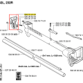 Uchwyt antywibracyjny do wykaszarki 235 RII Husqvarna, metalowy, w kolorze czarnym. Widoczny z boku, na tle rysunku technicznego. Produkt o wymiarach dotyczących mocowania i detali montażowych, z czytelnymi oznaczeniami części.