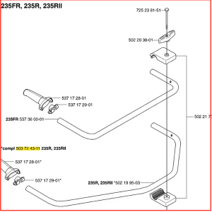 Zespół części kierownicy wykaszarki 235 RII Husqvarna