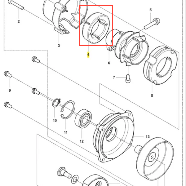 Amortyzator wykaszarki Husqvarna 236 RS, czarna metalowa obudowa z otworami montażowymi na górze i miejscem mocowania z boku. Nowy produkt na prostym tle, trwała tekstura.