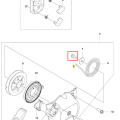 Śruba wykaszarki Husqvarna 236 RS, metaliczna, srebrna, okrągła głowica z gwintem i detalem mocowania na jasnym tle. Umożliwia precyzyjne mocowanie części sprzętu ogrodowego.