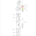 O-ring do wykaszarki 236 RS Husqvarna, czarny, gumowy pierścień uszczelniający o okrągłym kształcie, widoczny na schemacie i oznaczony prostokątem, stosowany w mechanizmach zapobiegających wyciekom.