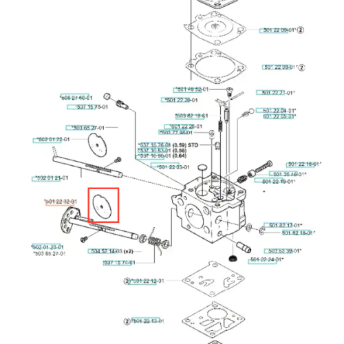 Płyta wykaszarki 265 RX Husqvarna, metalowa, okrągła, widoczna z boku i na płasko, z detalami mocowania. Na białym tle, pokazana jako element schematu urządzenia.