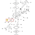 Dźwignia wykaszarki 243 RJ Husqvarna, metalowa, w kolorze srebrnym, z prostą, ergonomiczną formą. Widoczna z boku, w pozycji poziomej na schemacie technicznym, z wyraźnym oznaczeniem numeru 26. Brak dodatkowych detali lub napisów na produkcie.