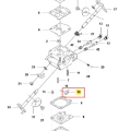 Metalowa, prostokątna dźwignia wykaszarki 243 RJ Husqvarna, z oznaczeniem 16 na żółtym tle, widoczna z boku na neutralnym tle, pokazująca szczegóły mechanizmu bez akcesoriów.