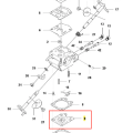 Membrana wykaszarki 243 RJ Husqvarna w kolorze czarnym, wykonana z materiału syntetycznego. Zbliżenie na kształt i detale produktu, zaprezentowana w płaskiej pozycji. Widoczne otwory montażowe oraz oznaczenie numeru części.